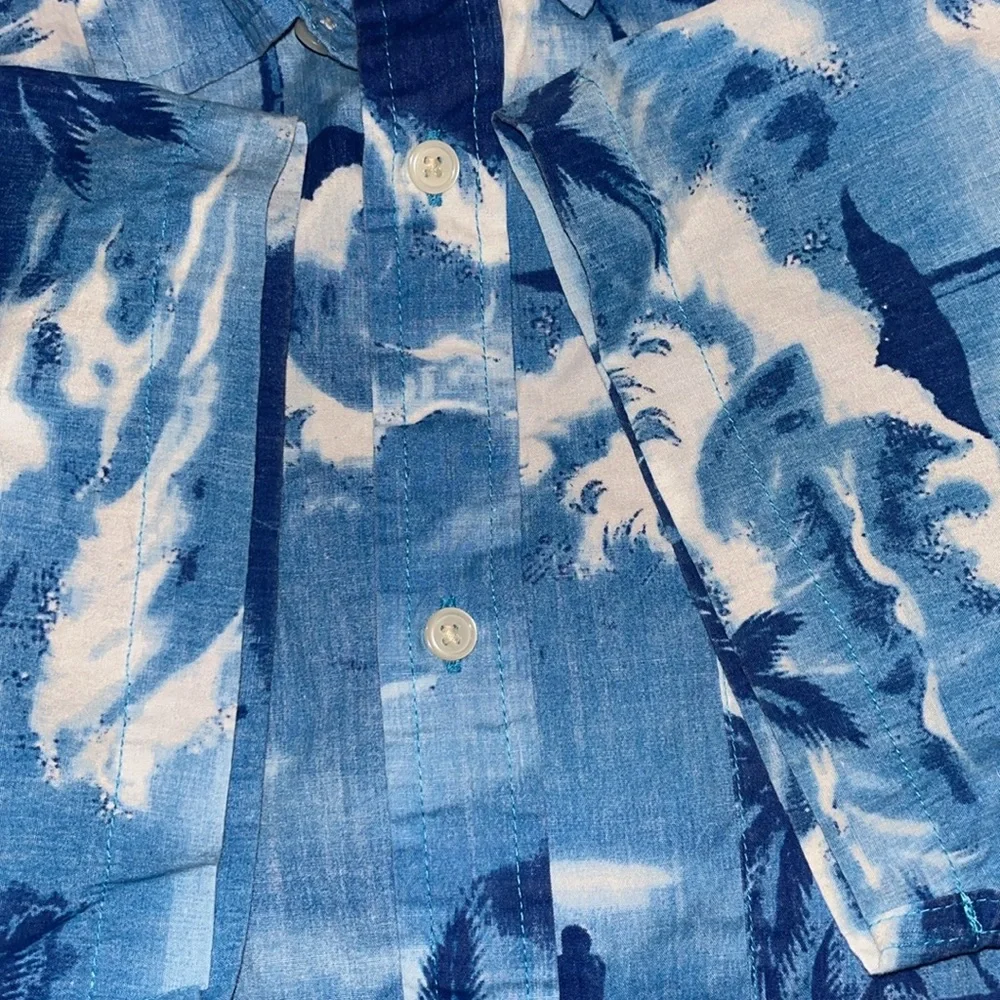 Hurley Hawaiian shirt- blue surf palm trees-Rare - Picture 8 of 8